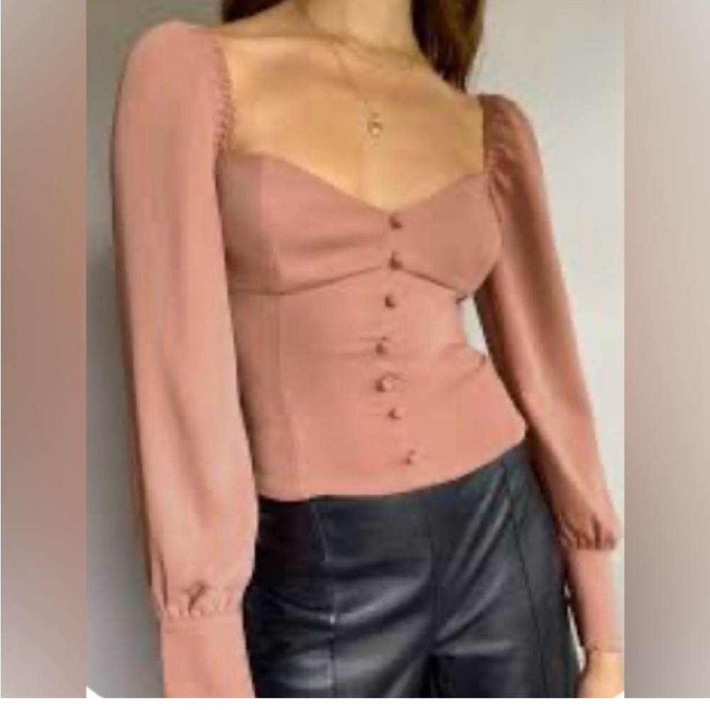 NWOT ARITZIA WILFRED Tulum top size M orange brown coral longsleeve - Picture 1 of 10